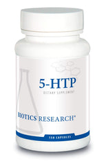 Biotics Research 5HTP bottle label displaying product details and mood-support messaging