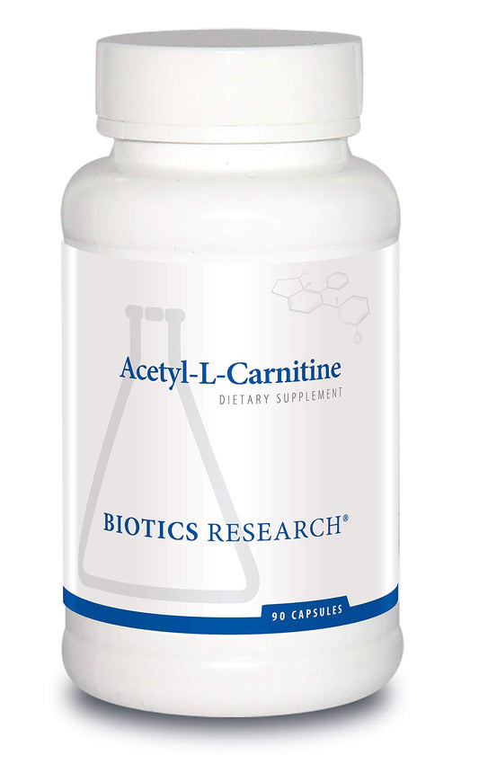 BIOTICS RESEARCH Acetyl L-Carnitine bottle pour for energy support.