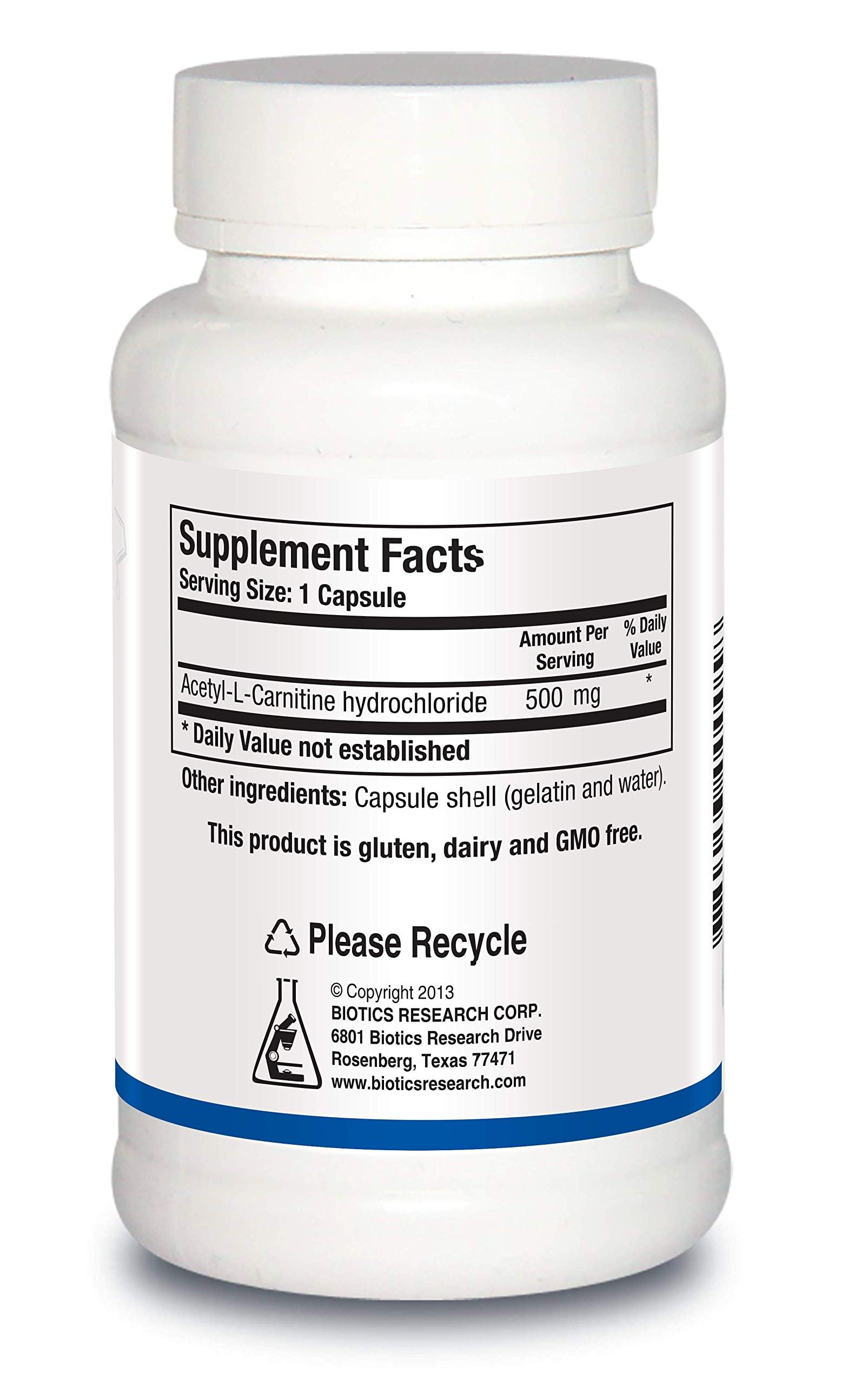 Biotics Research Acetyl L-Carnitine capsules close-up for daily energy and focus.