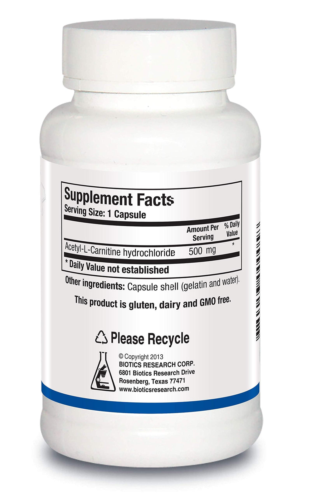Biotics Research Acetyl L-Carnitine capsules close-up for daily energy and focus.