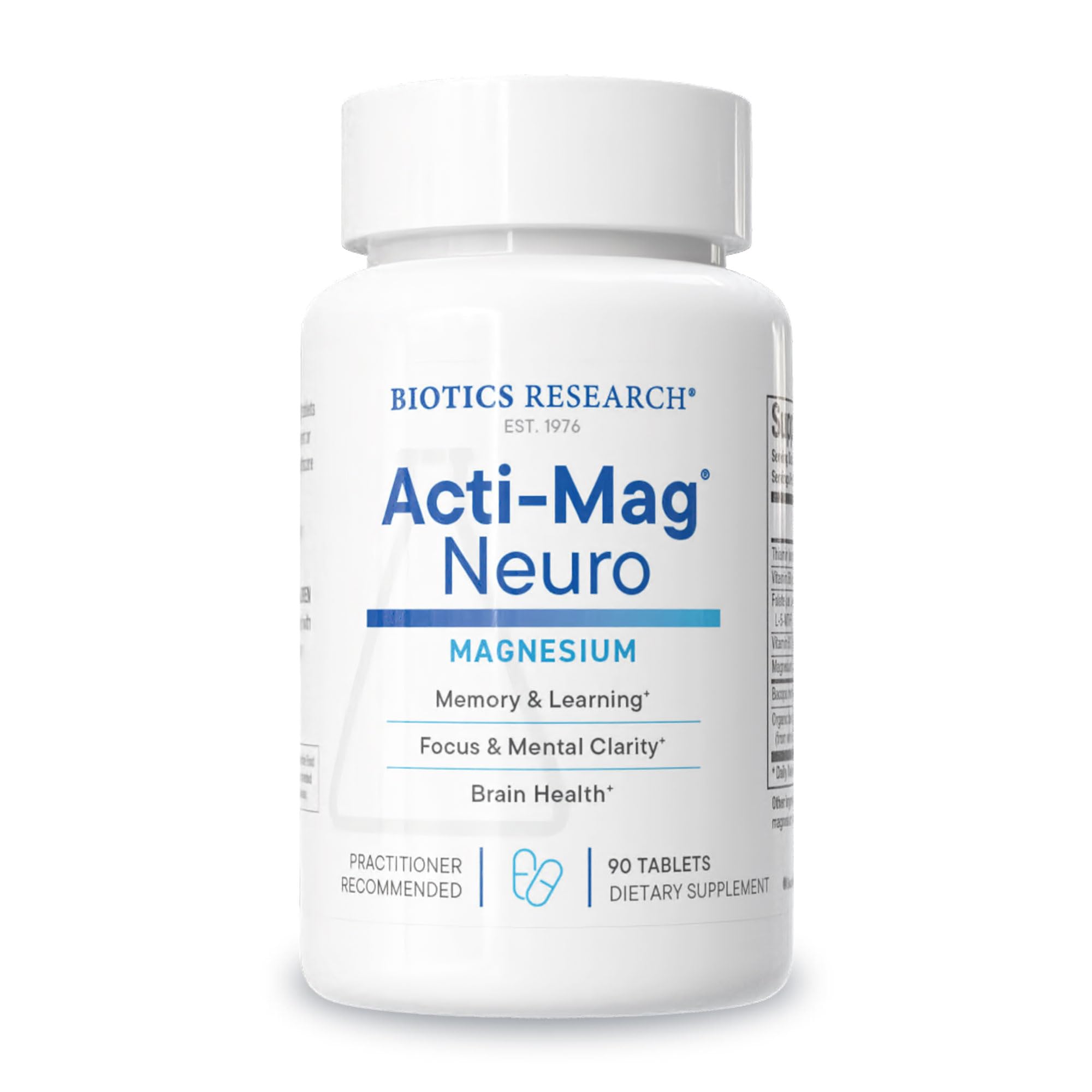 Biotics Research Acti-Mag Neuro bottle pour supports daily focus and calm.