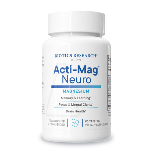 Biotics Research Acti-Mag Neuro bottle pour supports daily focus and calm.