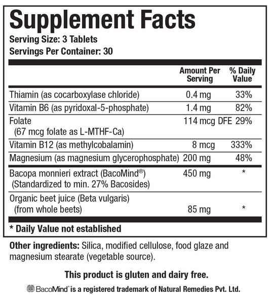 Biotics Research Acti-Mag Neuro tablets close-up shows easy-to-take form for study.