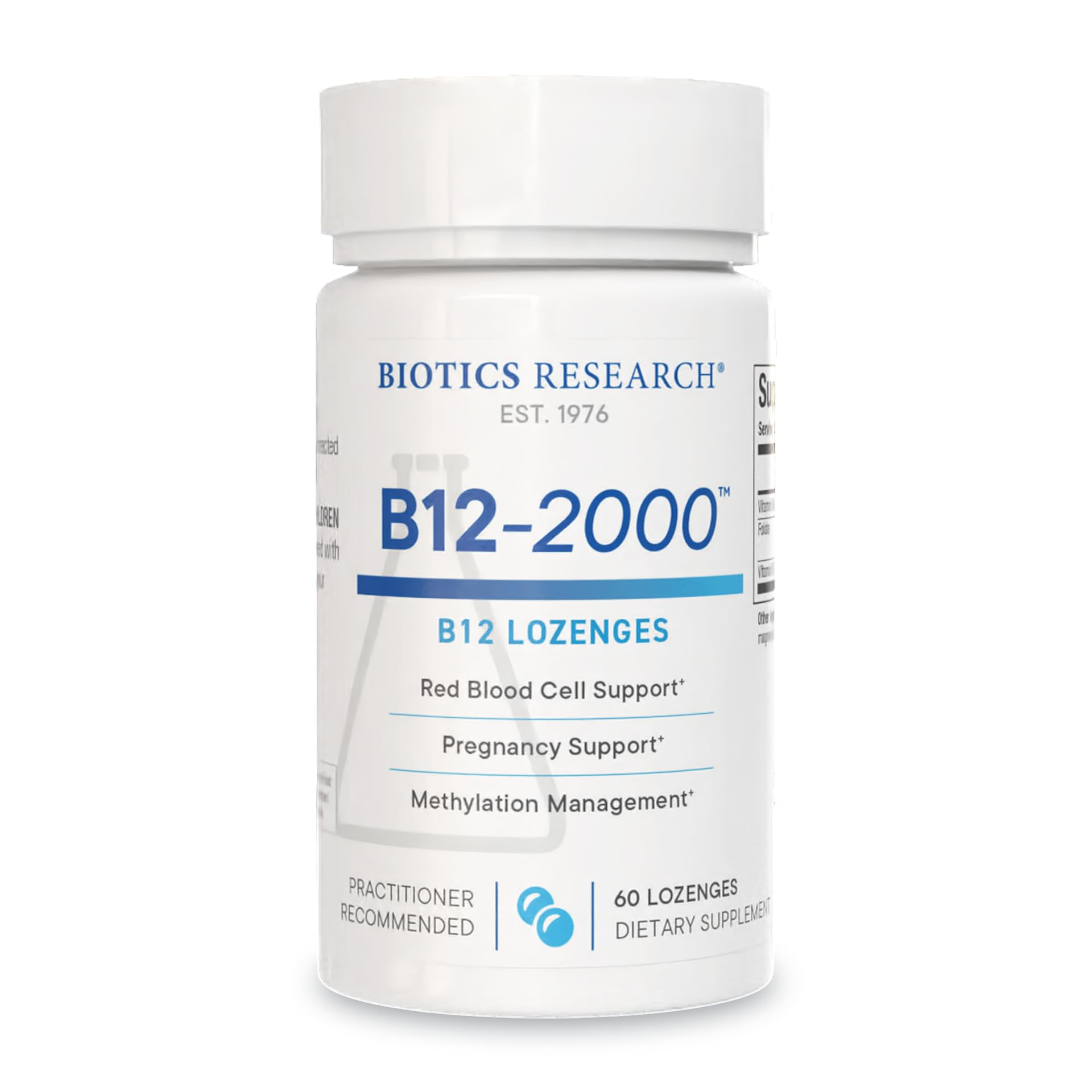 Biotics Research B12-2000 bottle with potency and USA-made quality