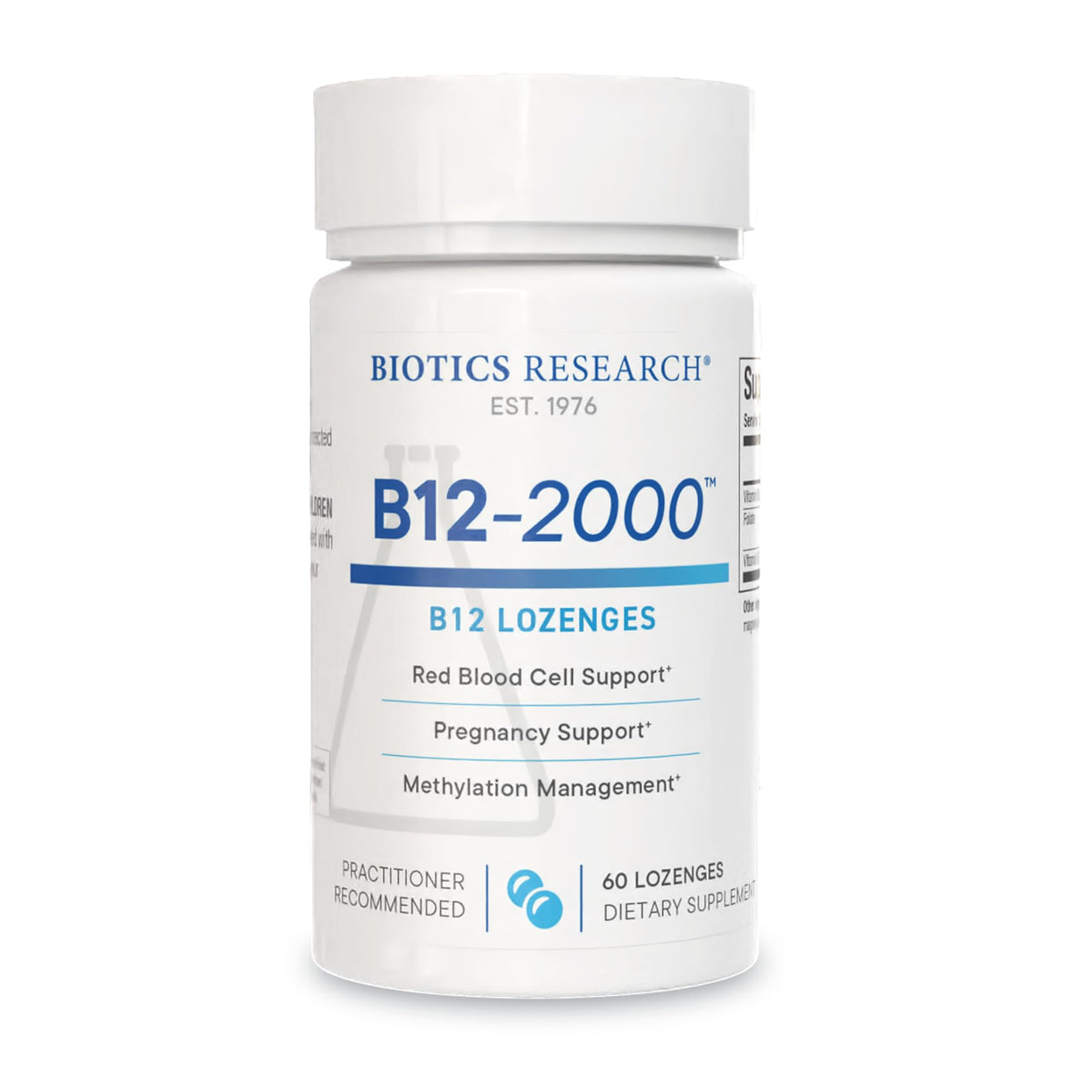 Biotics Research B12-2000 bottle with potency and USA-made quality