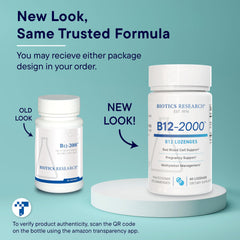 Biotics Research B12-2000 ingredients chart listing vitamins