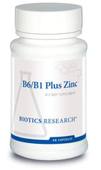 Biotics Research B6 B1 Plus Zinc bottle front for daily vitamin use.