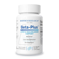 Biotics Research Beta-Plus bottle front promotes daily digestion support.