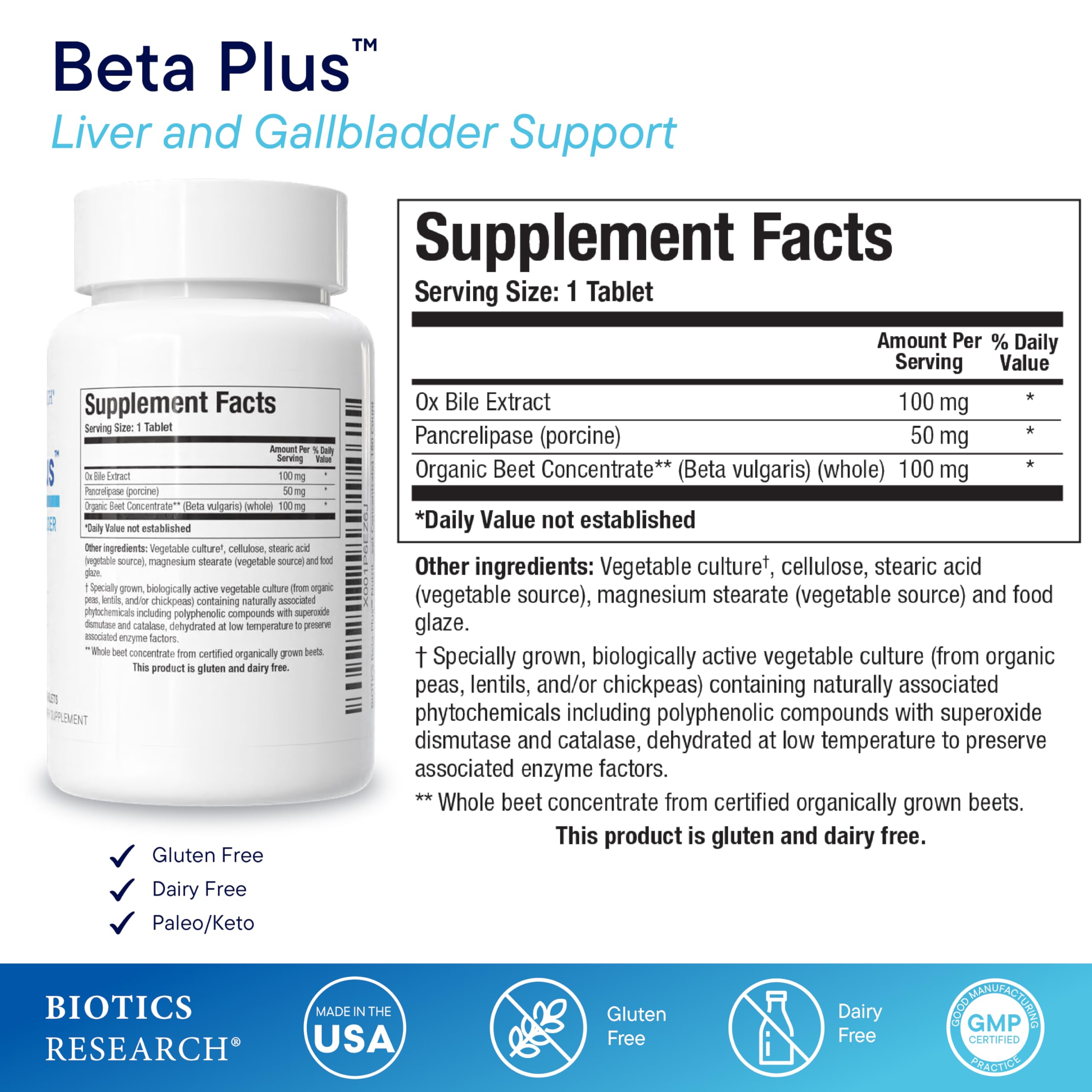Biotics Research Beta-Plus pancrelipase enzyme capsule supports fat digestion