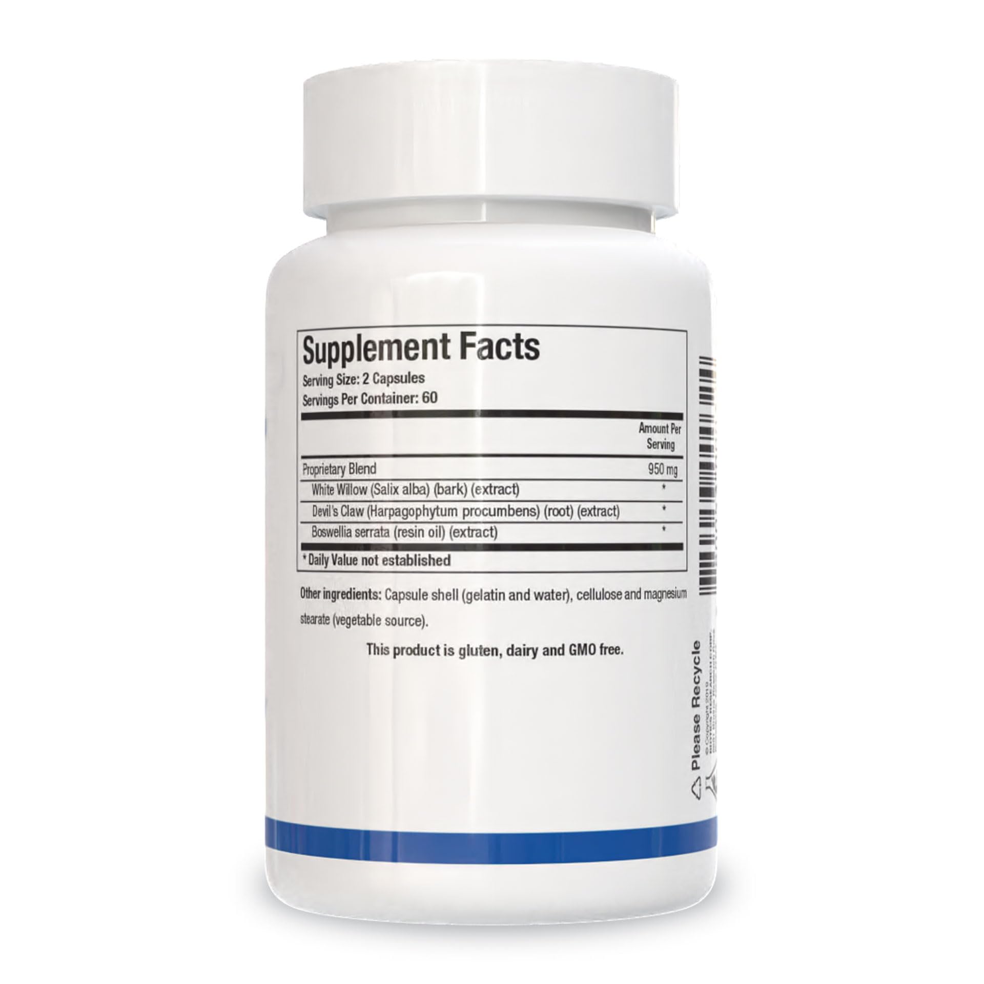 Bio Allay label details with Boswellia and White Willow components