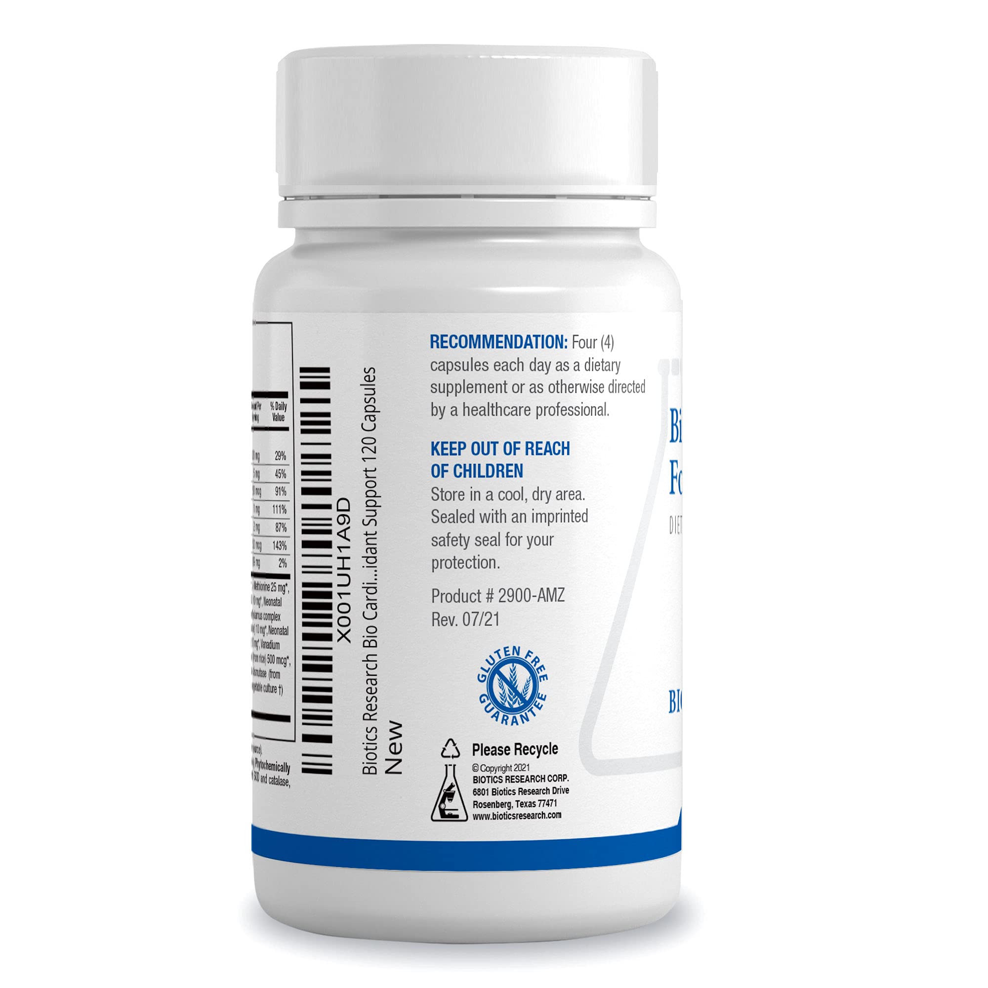 Biotics Research Bio Cardiozyme Forte label highlights antioxidant enzyme blend