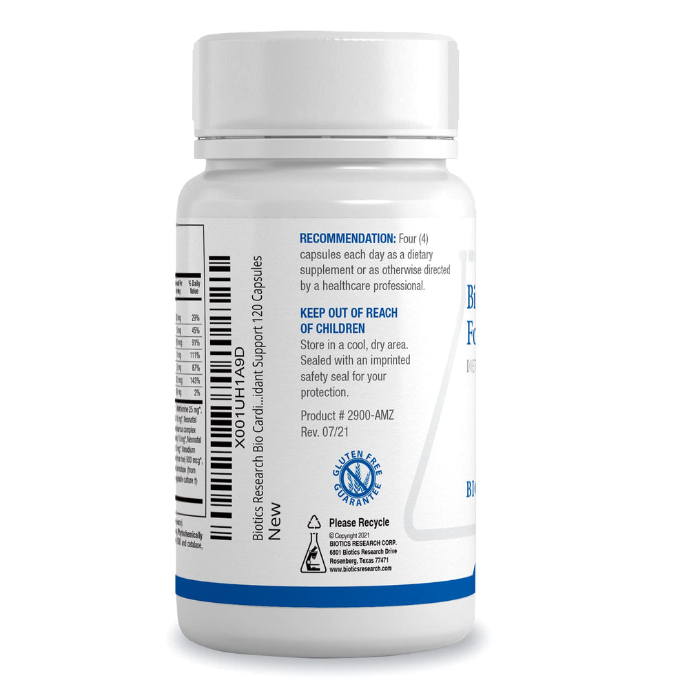 Biotics Research Bio Cardiozyme Forte label highlights antioxidant enzyme blend