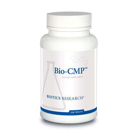 Biotics Research Bio CMP bottle with tablets supports electrolyte balance and muscle comfort.