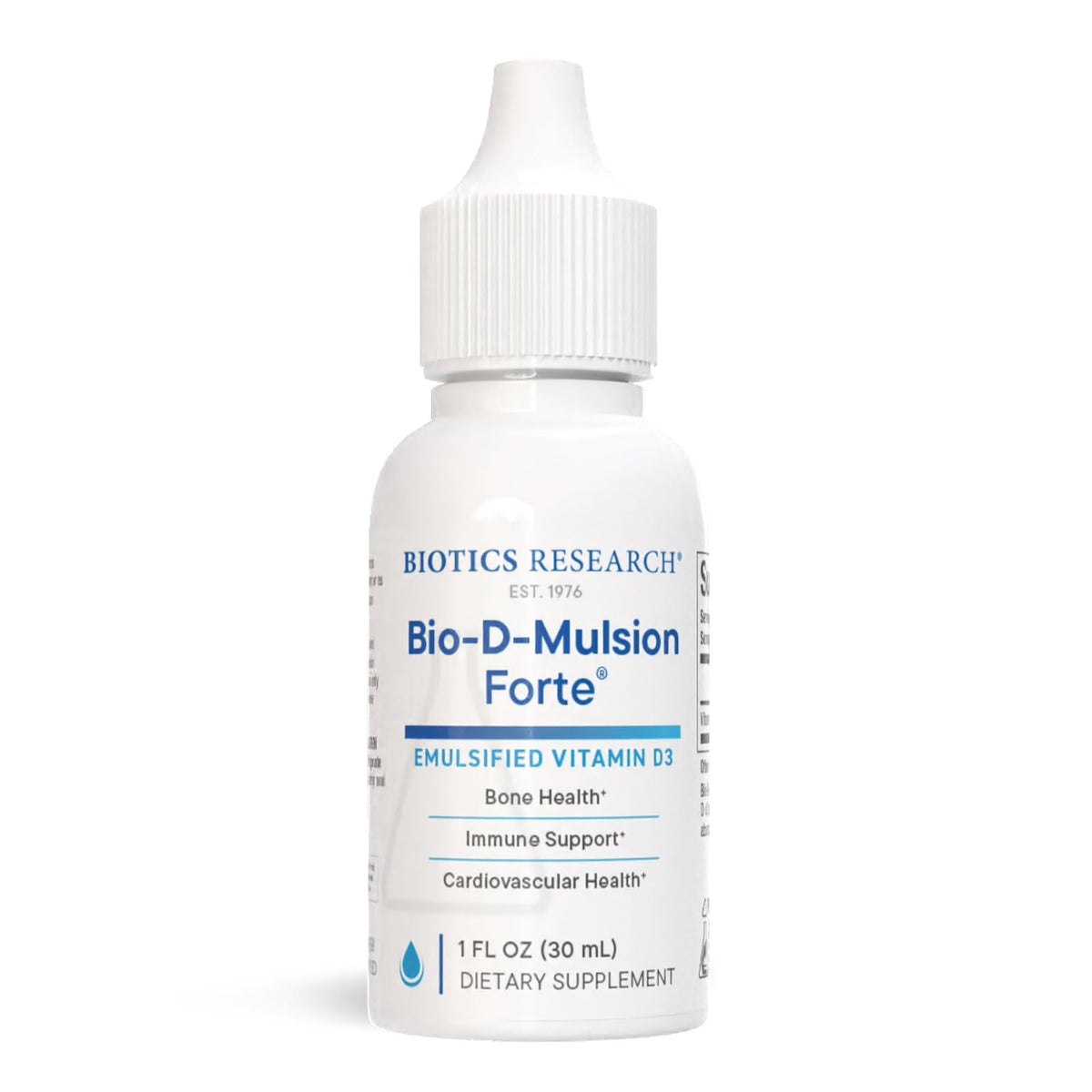 BIOTICS RESEARCH Bio-D-Mulsion Forte bottle shows vitamin D drops for daily support