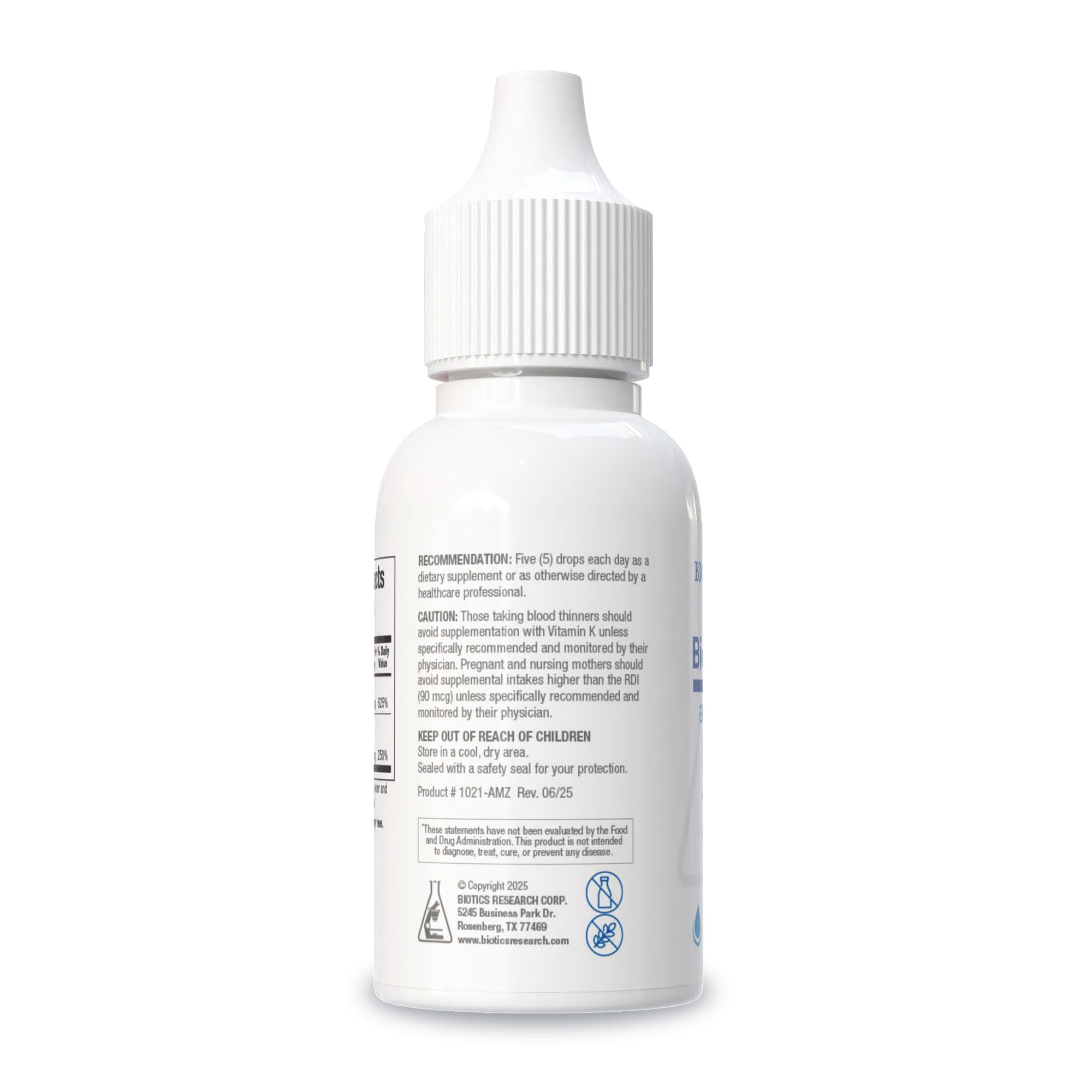 BIOTICS RESEARCH Bio-DK-Mulsion amber bottle protects potency from light.