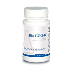 Biotics Research Bio GGG B bottle with capsules supports energy production.