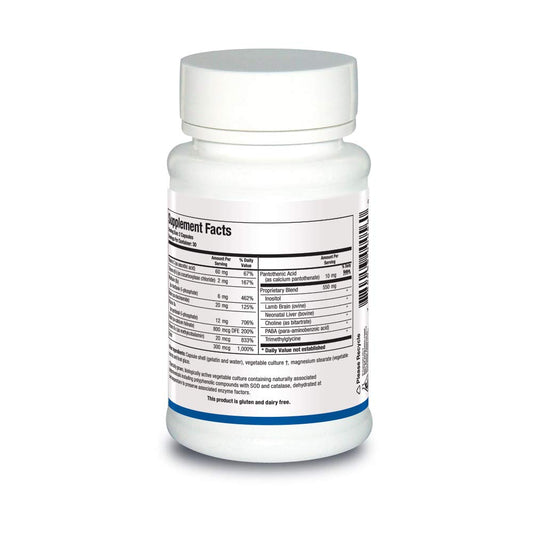 Biotics Research Bio GGG B label close-up shows vitamin spectrum.