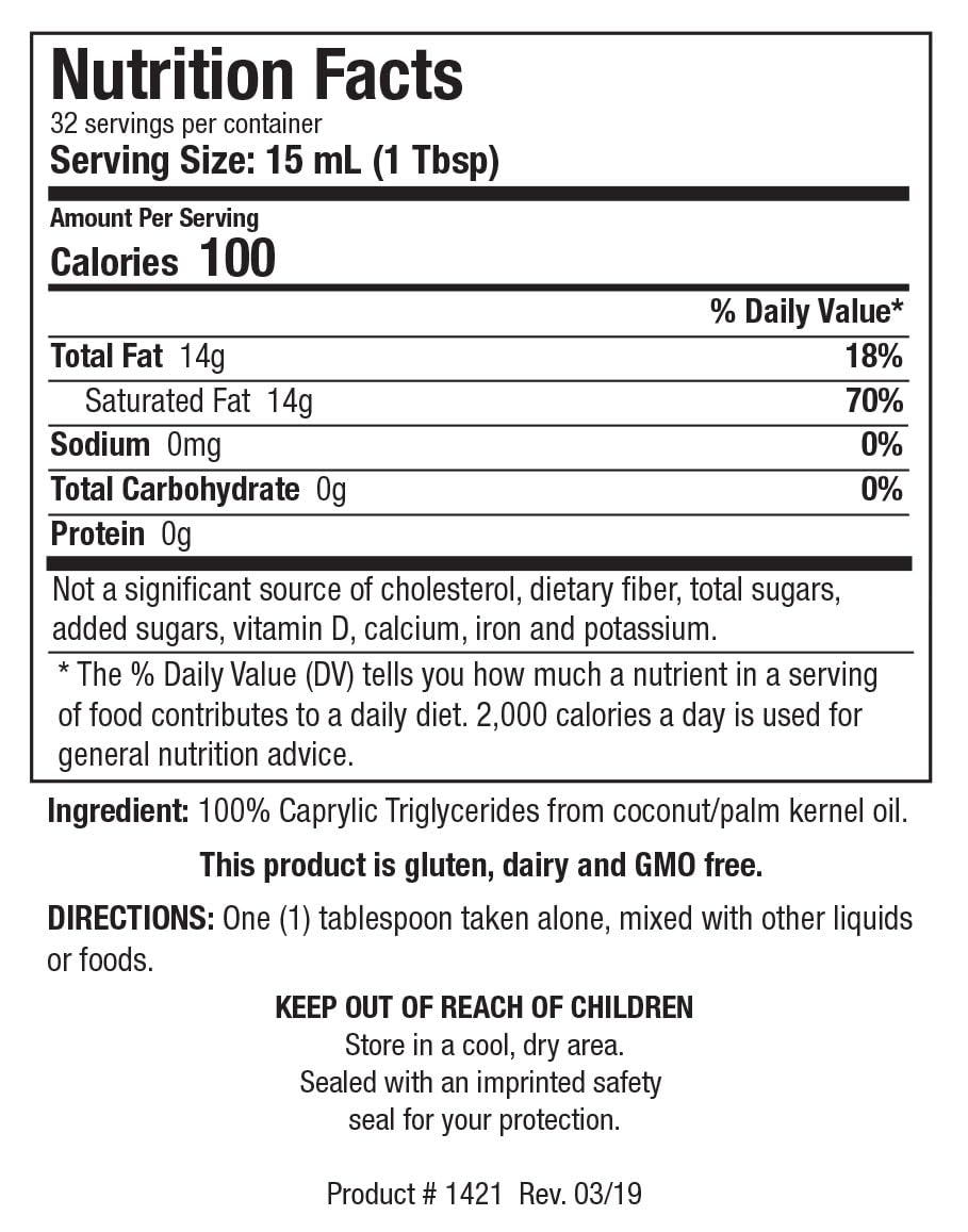 Biotics Research Bio-MCT Brain Fuel label highlighting caprylic triglyceride benefits.