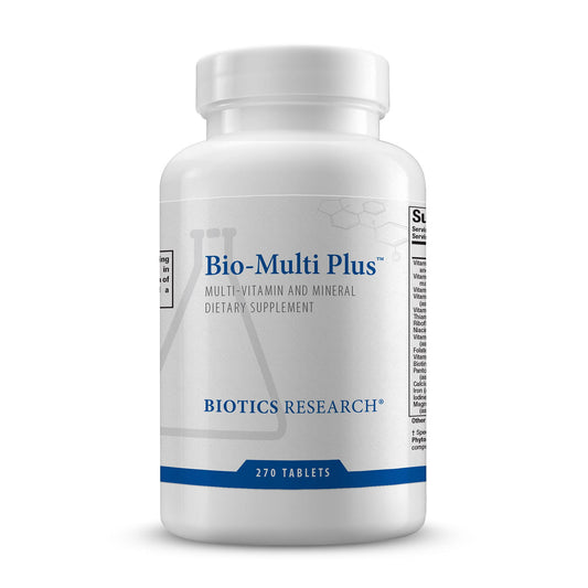 Biotics Research Bio-Multi Plus tablets in bottle for daily foundational nutrition.