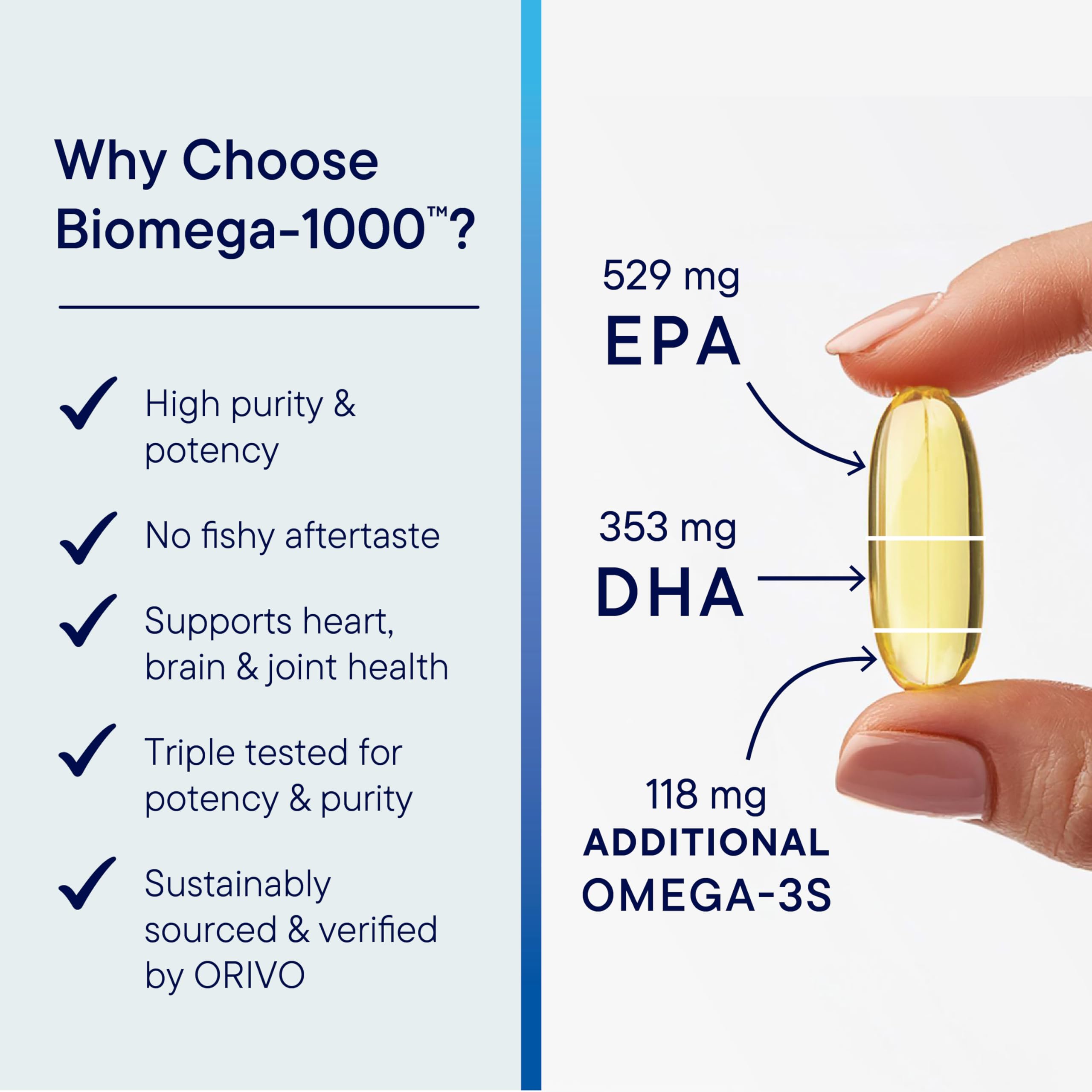 Biotics Research Biomega-1000 label detail showing ingredients and EPA DHA values