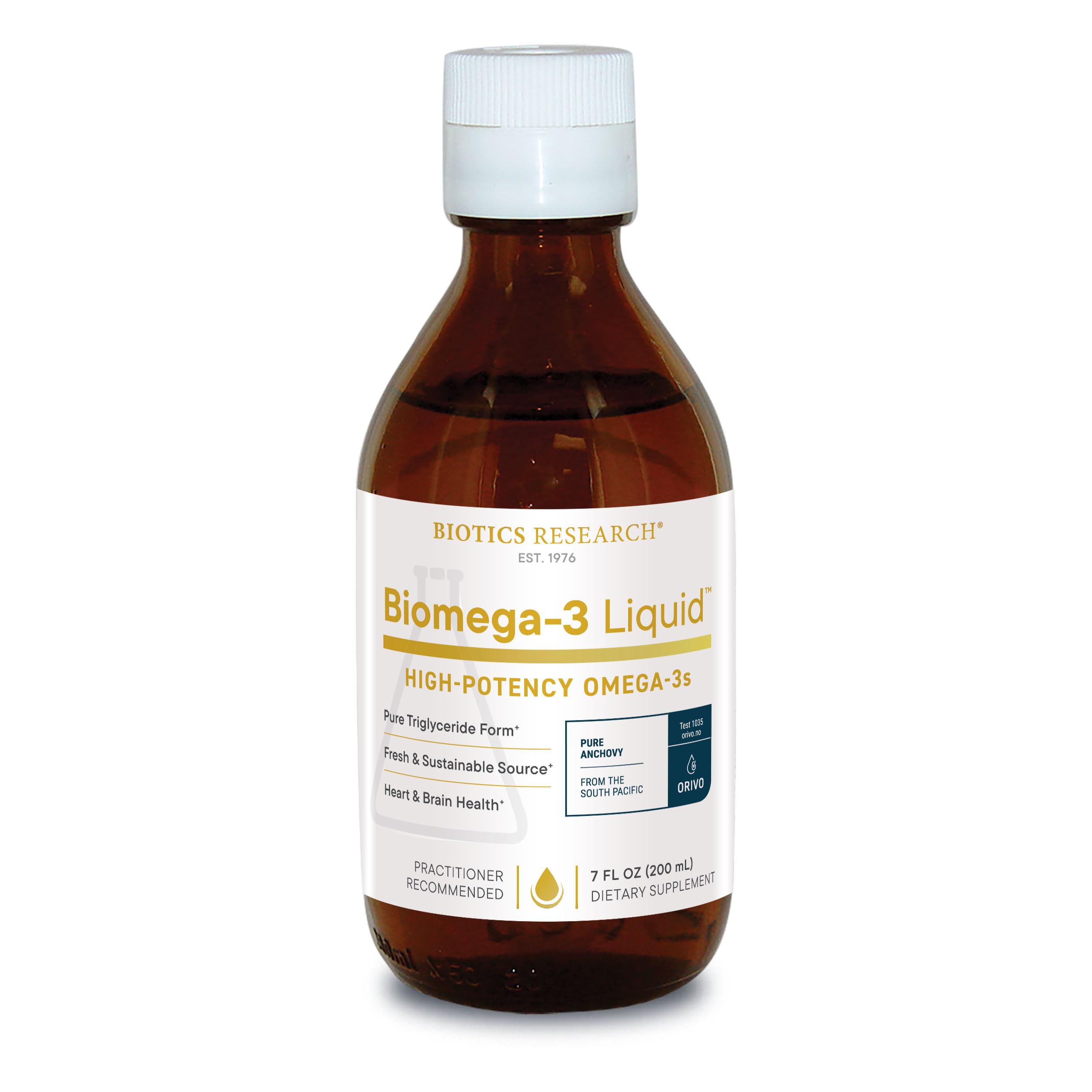Biotics Research Biomega-3 Liquid bottle pour supports daily omega-3 intake.