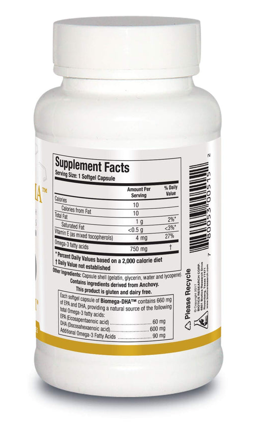 Biotics Research Biomega DHA softgels closeup for easy daily cognitive support.
