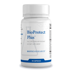 Biotics Research BioProtect Plus bottle highlighting antioxidant support for daily wellness