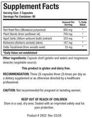 Biotics Research Cardio-Lipid label highlights red yeast rice and berberine