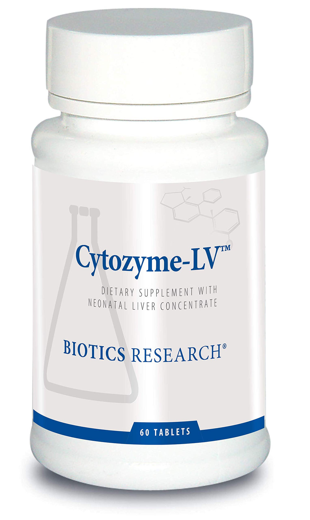 Biotics Research Cytozyme LV Neonatal bottle emphasizes toxin-free liver support and easy dosing.