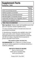 Cytozyme-M capsule close-up highlights antioxidant ingredients SOD and catalase.