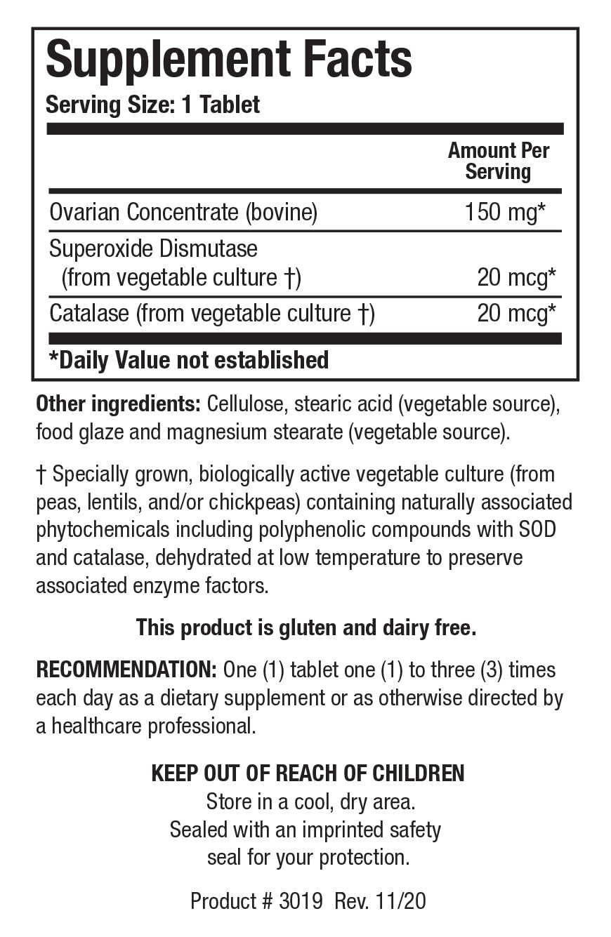 Cytozyme-O bottle back with dosing and ingredients for informed use