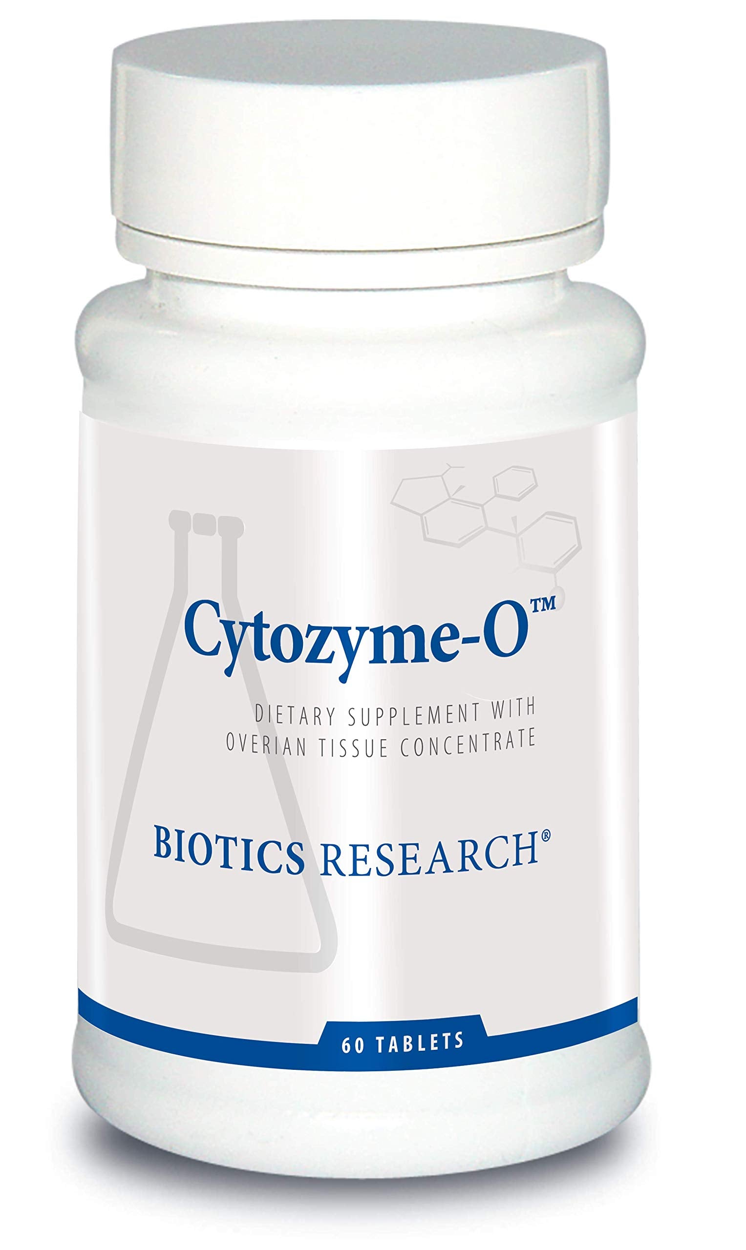 Biotics Research Cytozyme-O bottle front shows 60 tablets for female health support