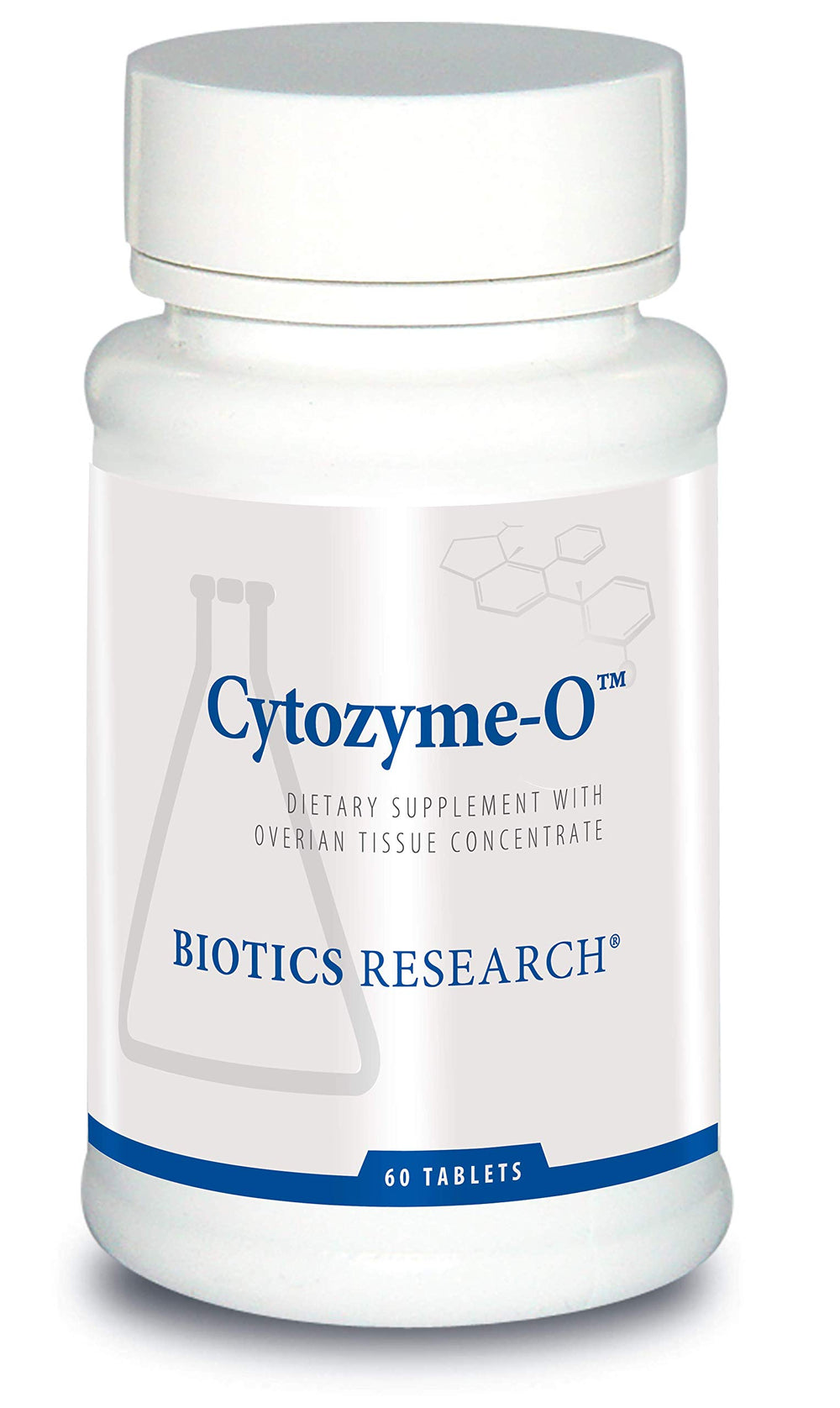 Biotics Research Cytozyme-O bottle front shows 60 tablets for female health support
