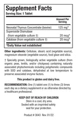 Cytozyme THY tablets close-up showing daily dosing and product form.