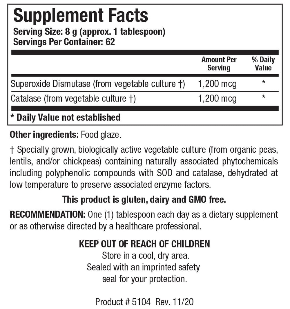 Biotics Research Dismuzyme Plus granules close-up texture for high-quality antioxidant enzymes.