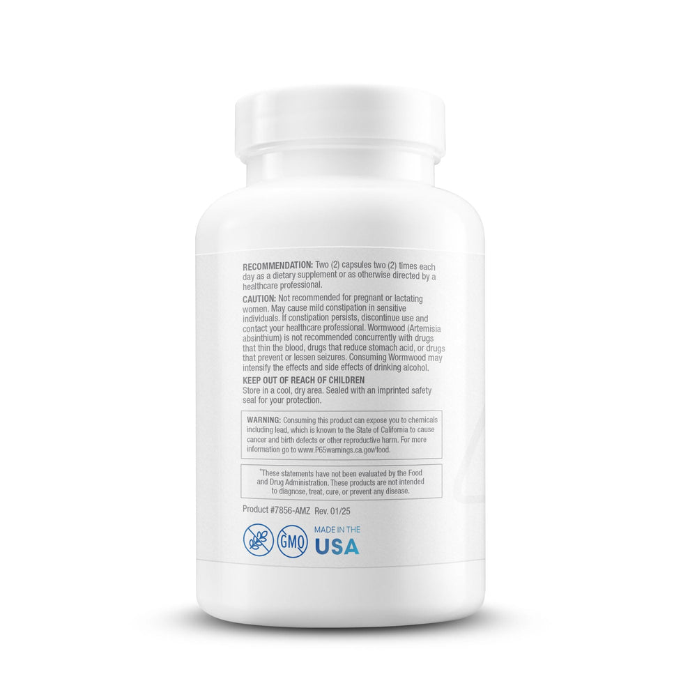 Dysbiocide bottle close-up emphasizing microbiome balance support