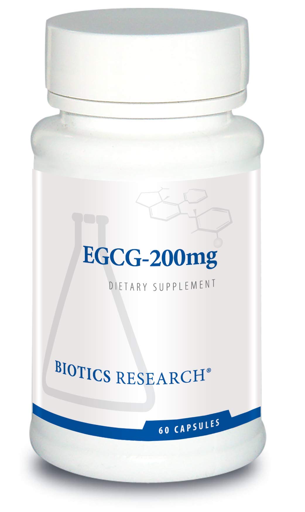 Biotics Research EGCG 200 mg bottle highlighting antioxidant-rich green tea extract.