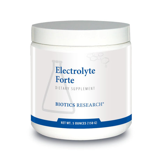 Biotics Research Electrolyte Forte bottle for convenient daily hydration support.