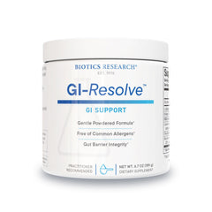 Biotics Research GI Resolve bottle showcasing advanced gut support formula for daily wellness