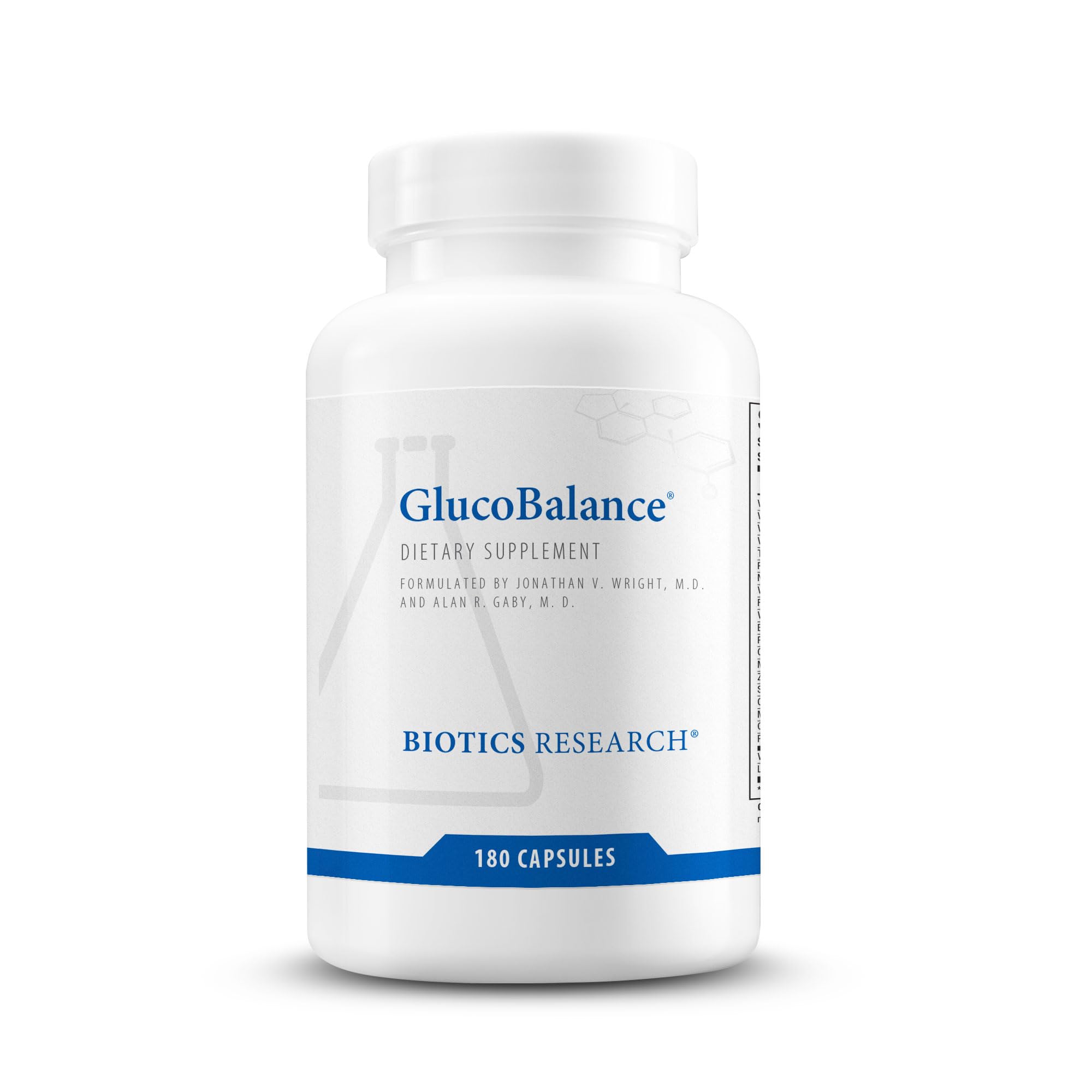 Biotics Research GlucoBalance bottle with capsules for metabolic health support