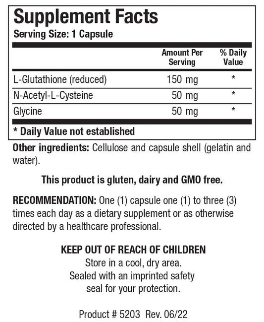 Biotics Research GSH Plus NAC and glycine ingredients panel highlighting components.