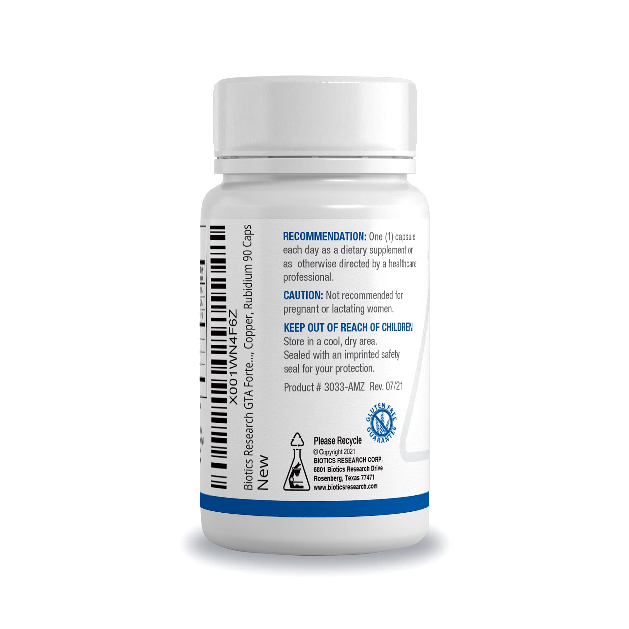 GTA-Forte label closeup reveals porcine glandular blend and minerals