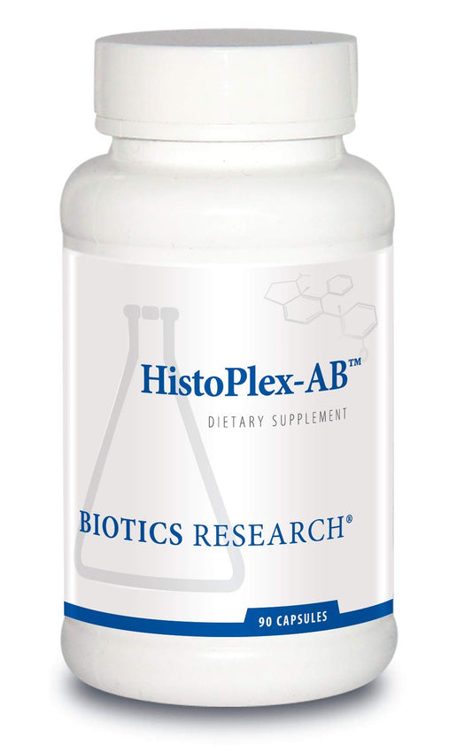 Biotics Research Histoplex-AB bottle with capsules for allergy support.