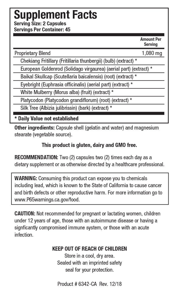 Histoplex-AB label close-up highlighting the botanical blend.