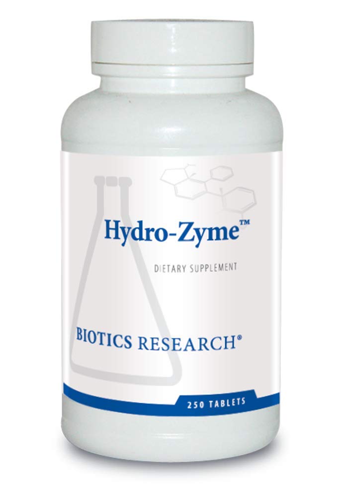 Biotics Research Hydro Zyme bottle label highlighting digestive enzymes