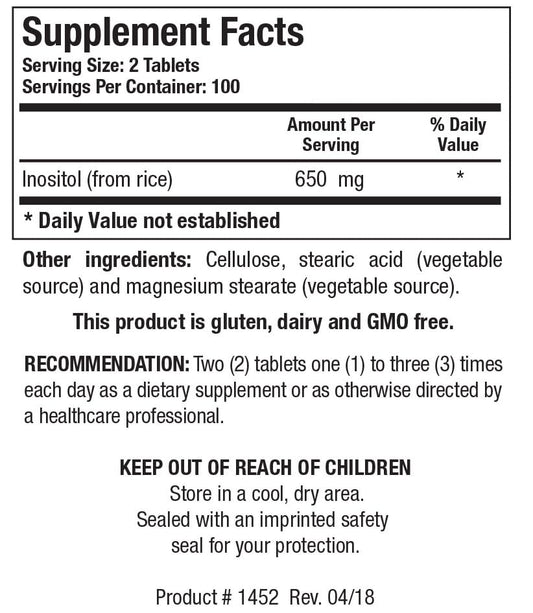 Biotics Research Inositol corn-free bottle front ready for daily use and mood support