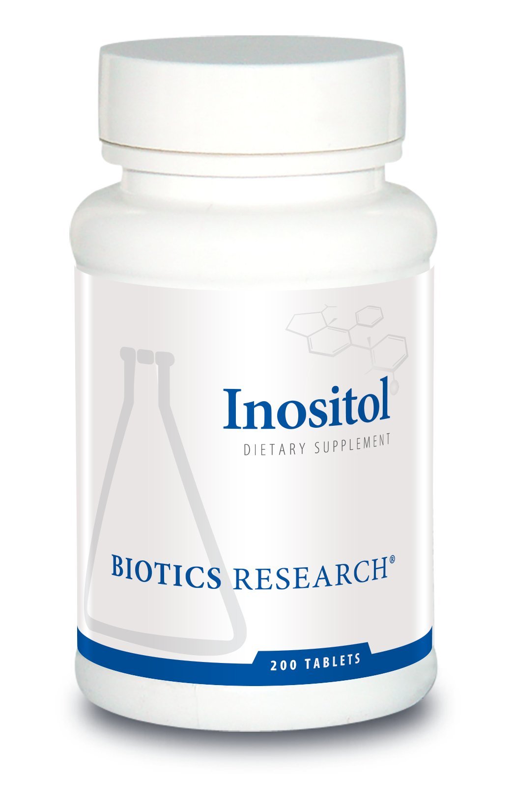 Biotics Research Inositol corn-free tablets close-up showing a clean, high-quality supplement for metabolic support