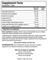 Biotics Research Intenzyme Forte label closeup highlighting enzyme blend and potency.