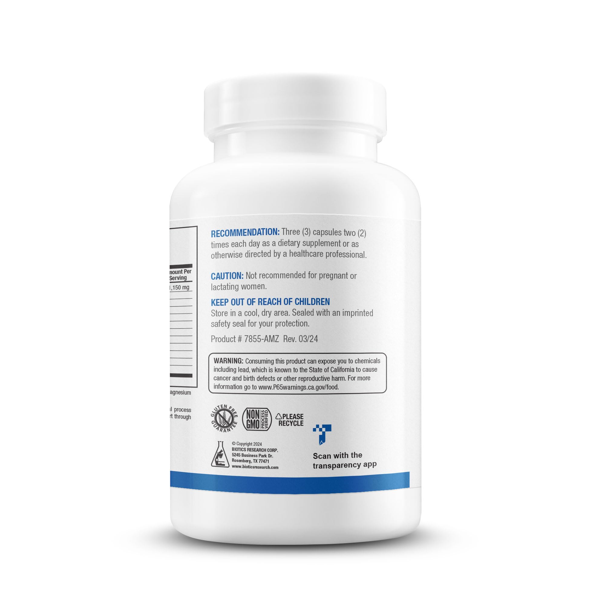 BIOTICS RESEARCH KappArest bottle label showing natural ingredients and 180-count supply