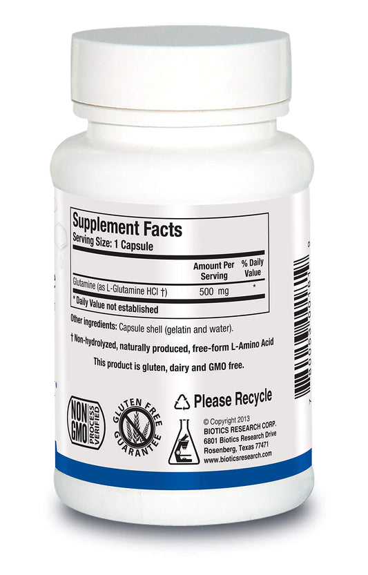 Biotics Research L-Glutamine graphic showing antioxidant activity via glutathione